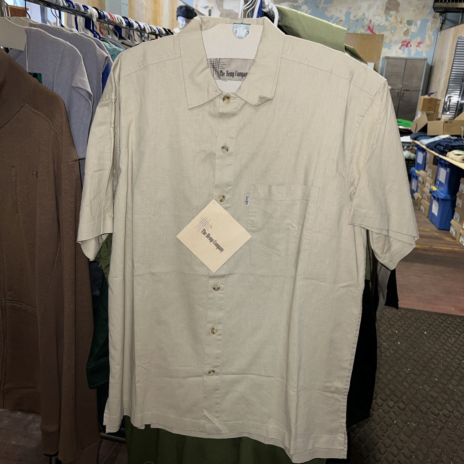 The Hemp Company Short Sleeve Men’s Medium Beige From Hemptations