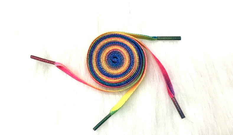 1Pair Colorful Shoelaces Rainbow Gradient Flat Shoe laces For Canvas Casual Shoe