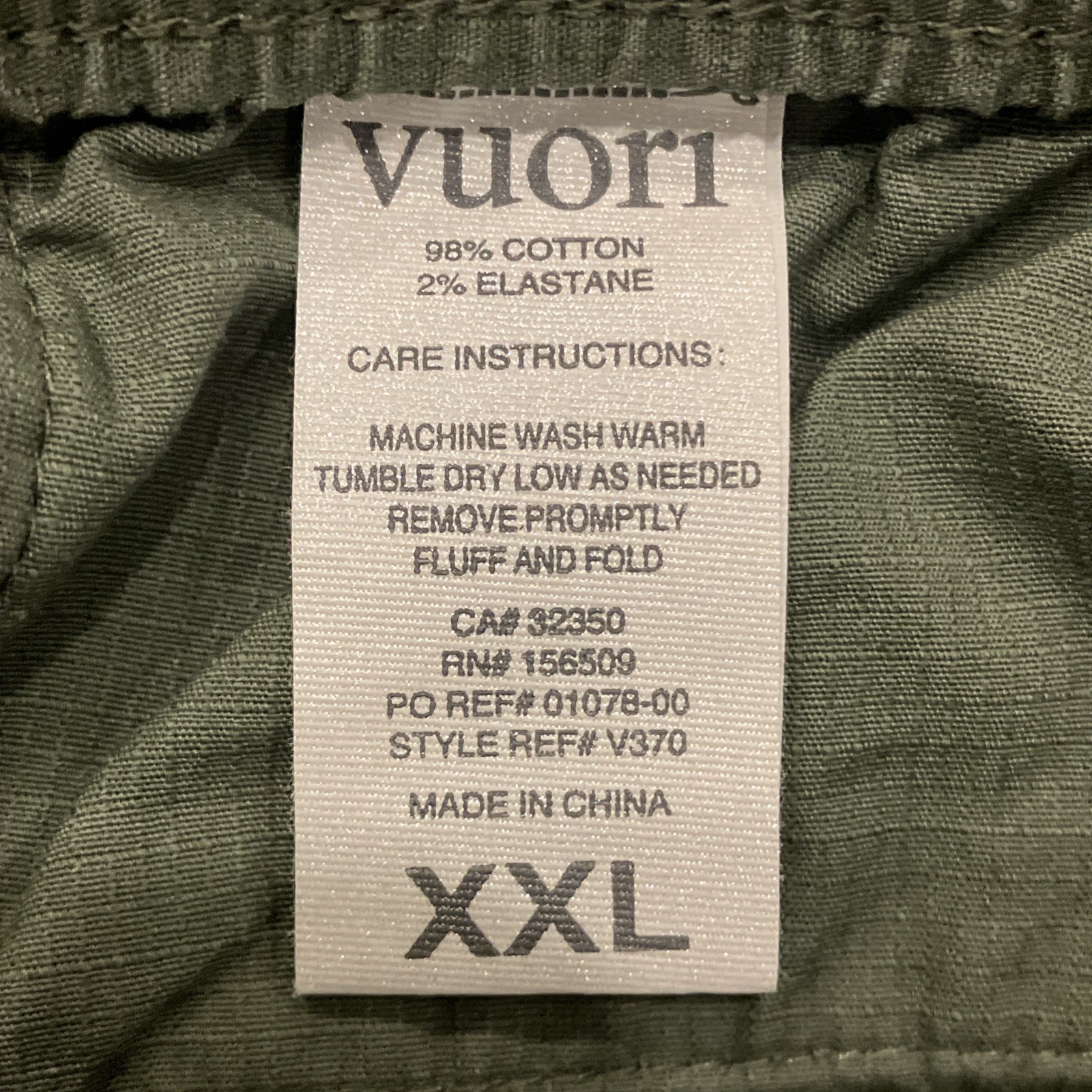 Vuori Ripstop Climber Shorts Mens XXL Olive Green V370 Drawstring Utility Pocket
