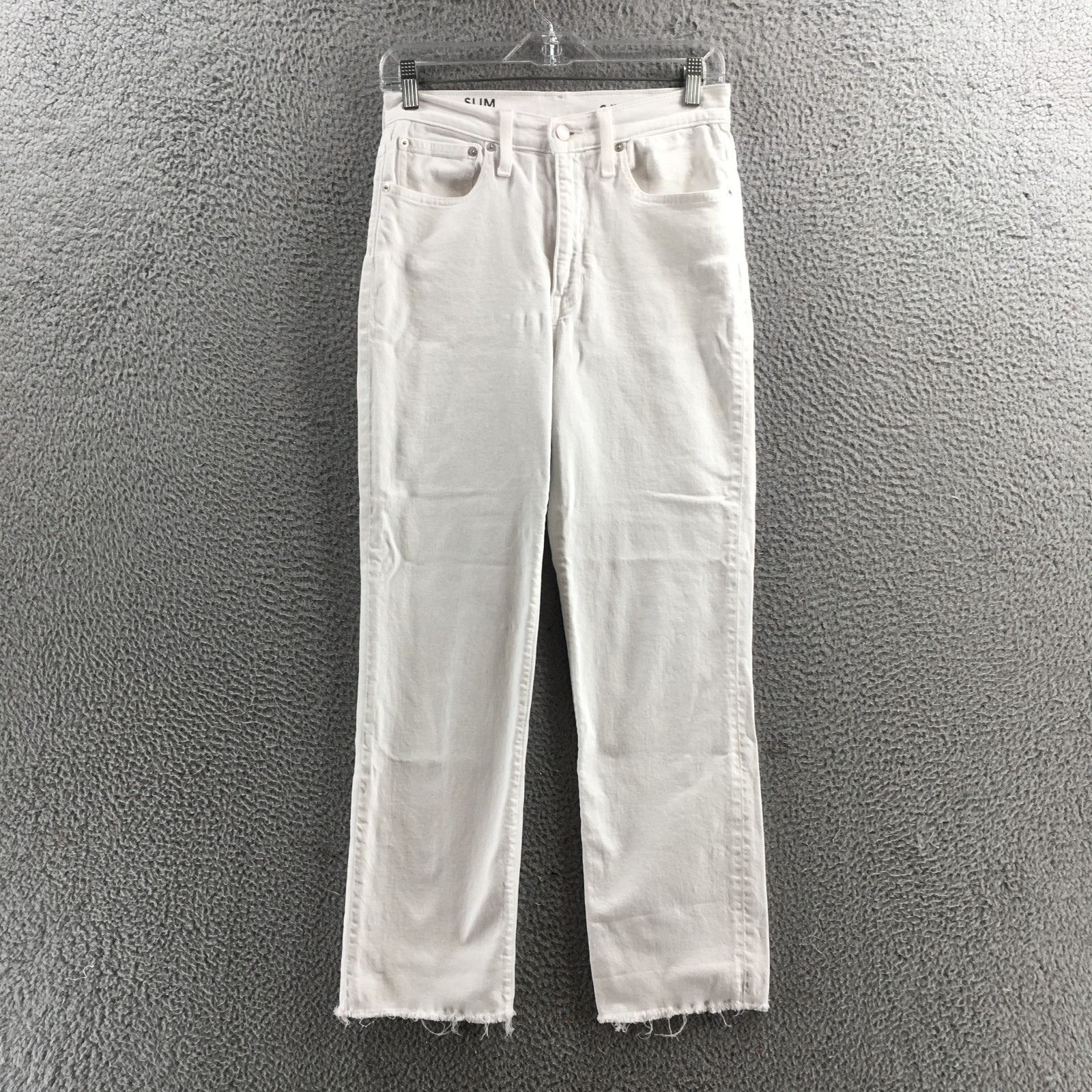 J.Crew Slim Boyfriend Jeans Womens 25 (actual 28×27) White Denim Cut Off Zip Fly
