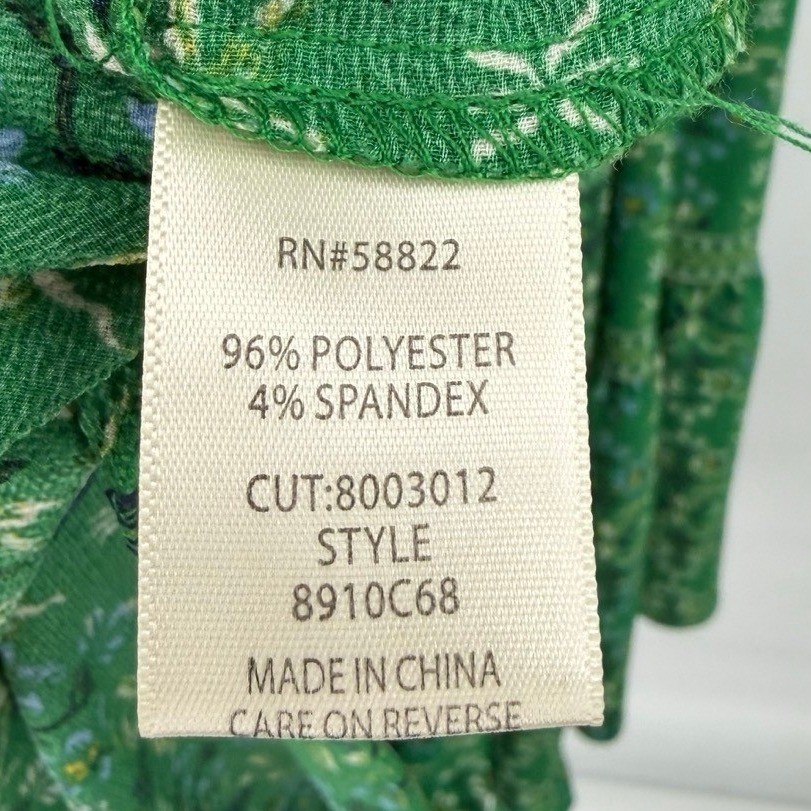 Max Studio Small Maxi Dress Green Floral Boho Tiered Smocked Ruffle Romantic