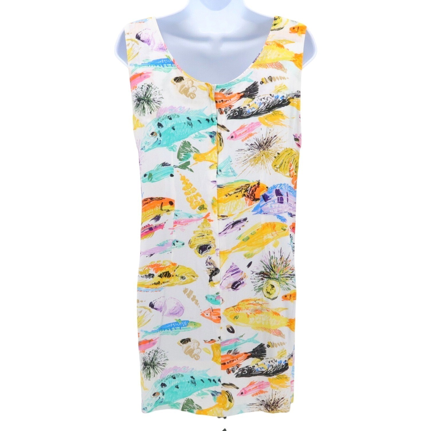 Jams World Tropical Fish Print Sleeveless Shift Dress 9 Art to Wear Hawaiian