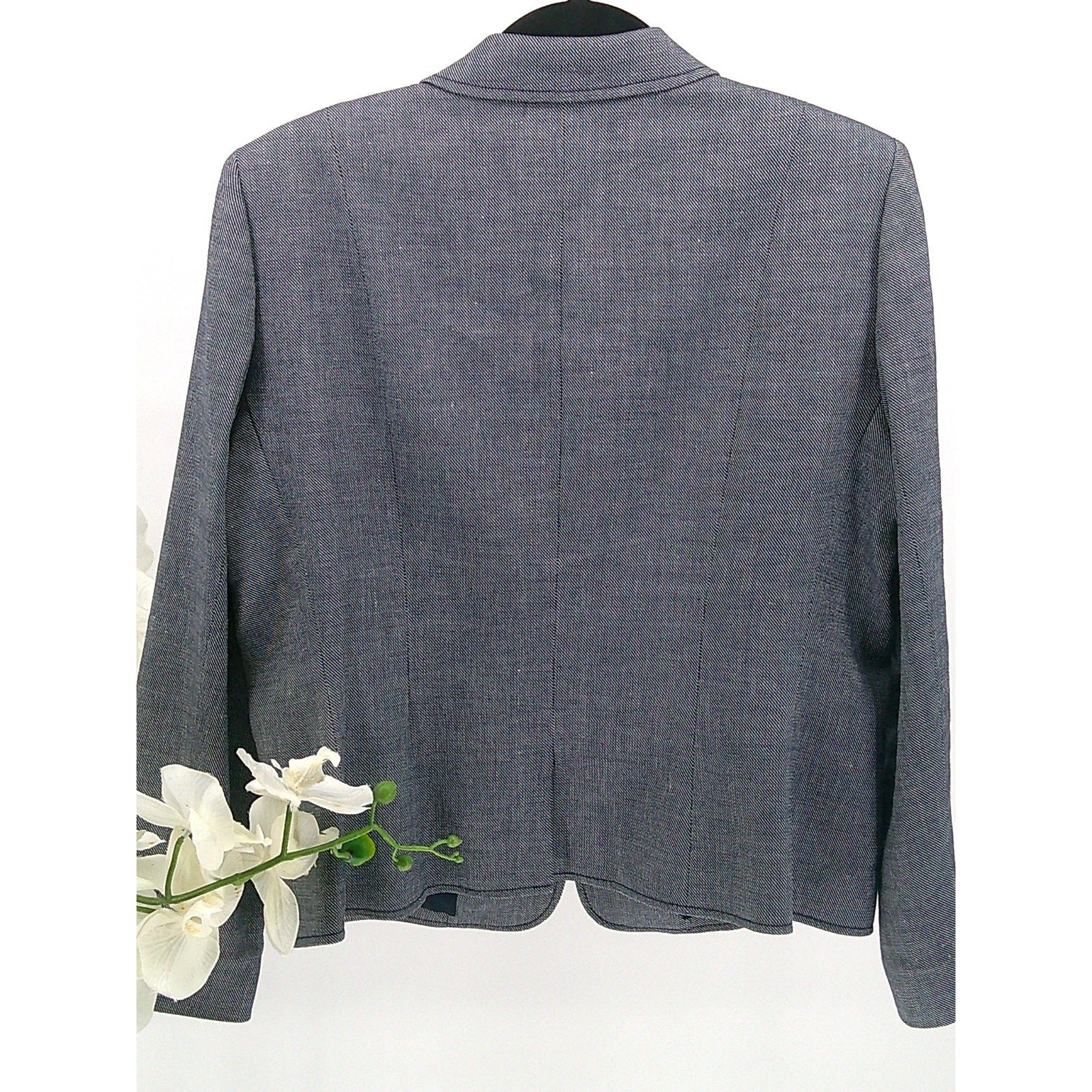 Tahari Womens Gray Ventless Faux Pockets Lined Single Breasted Blazer Size 12P