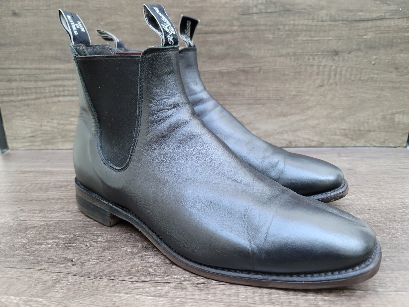 R.M. Williams Craftsman Black Leather Chelsea Ankle Boots Sz UK 12 US 13.