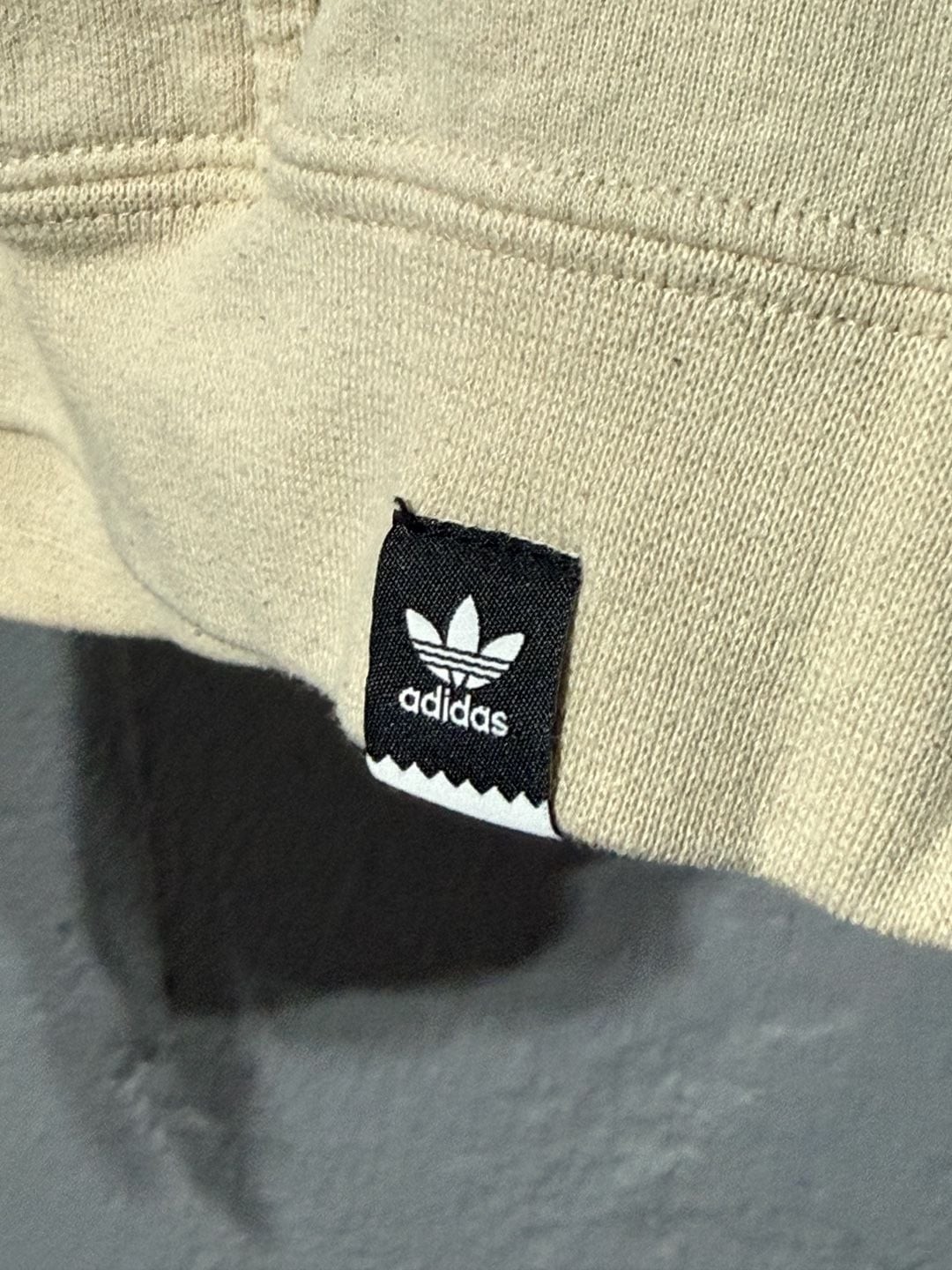 Adidas Originals Trefoil Graphic Pullover Hoodie in Beige
