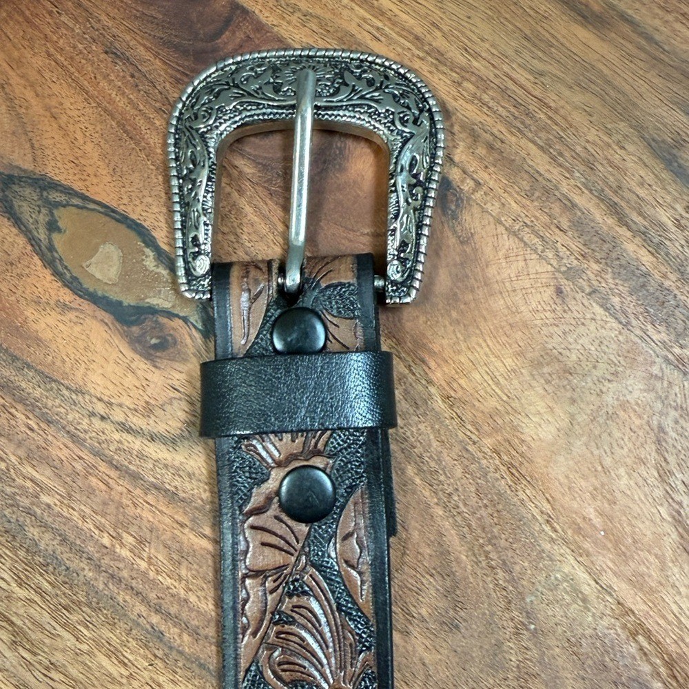 Source Unknown Black and Brown Embossed Belt
