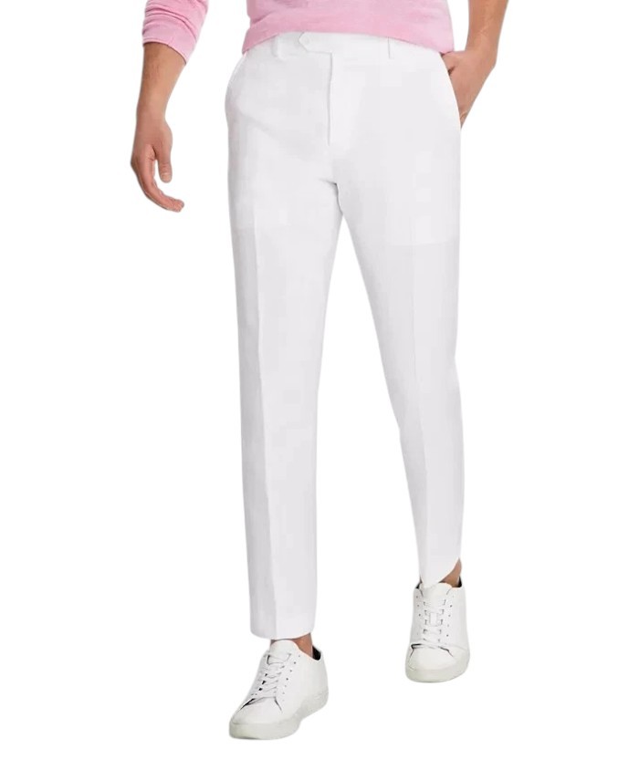 Tommy Hilfiger Mens Modern fit Linen Dress Pants 34 / 32 White Solid