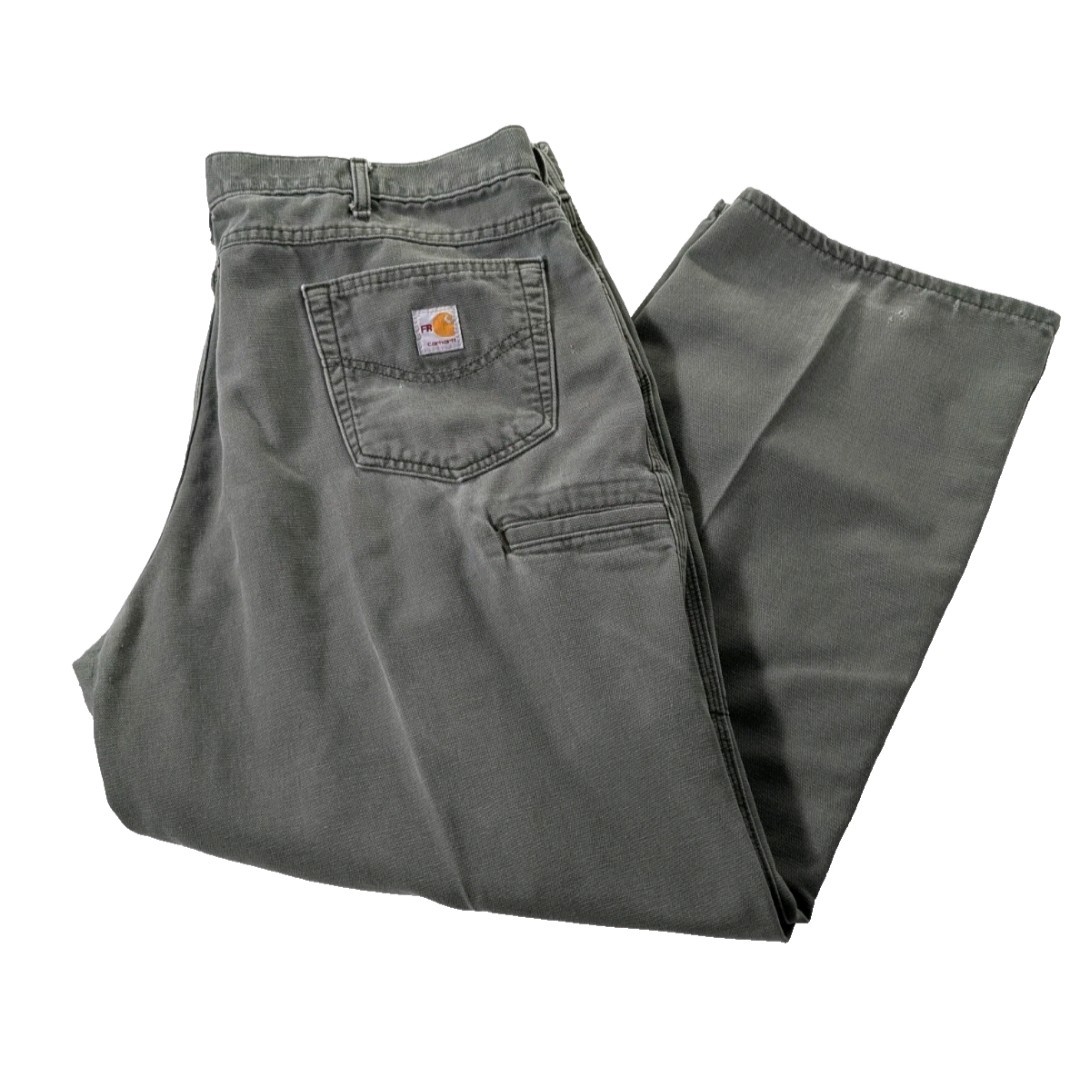 Carhartt FR Work Jeans CAT 2 Size 42×30 Green Original Fit Straight Leg Pants