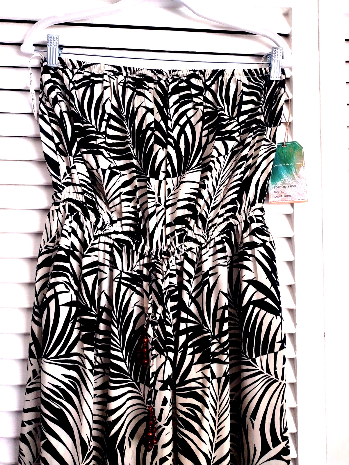 True Destinations Resort Wear Strapless Jumpsuit Wide Slit Leg XL Leaf Print NEW