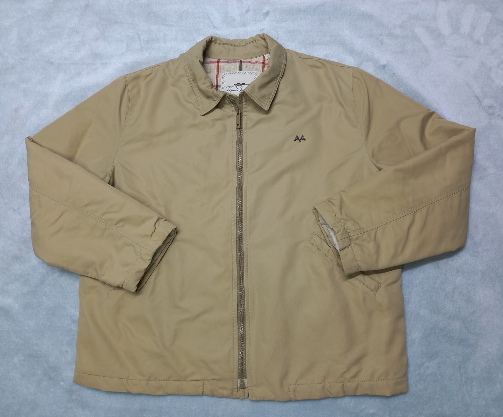 Vintage THOMAS BURBERRY Coat Bomber Jacket 100% Polyamide Logo Beige Men Size L