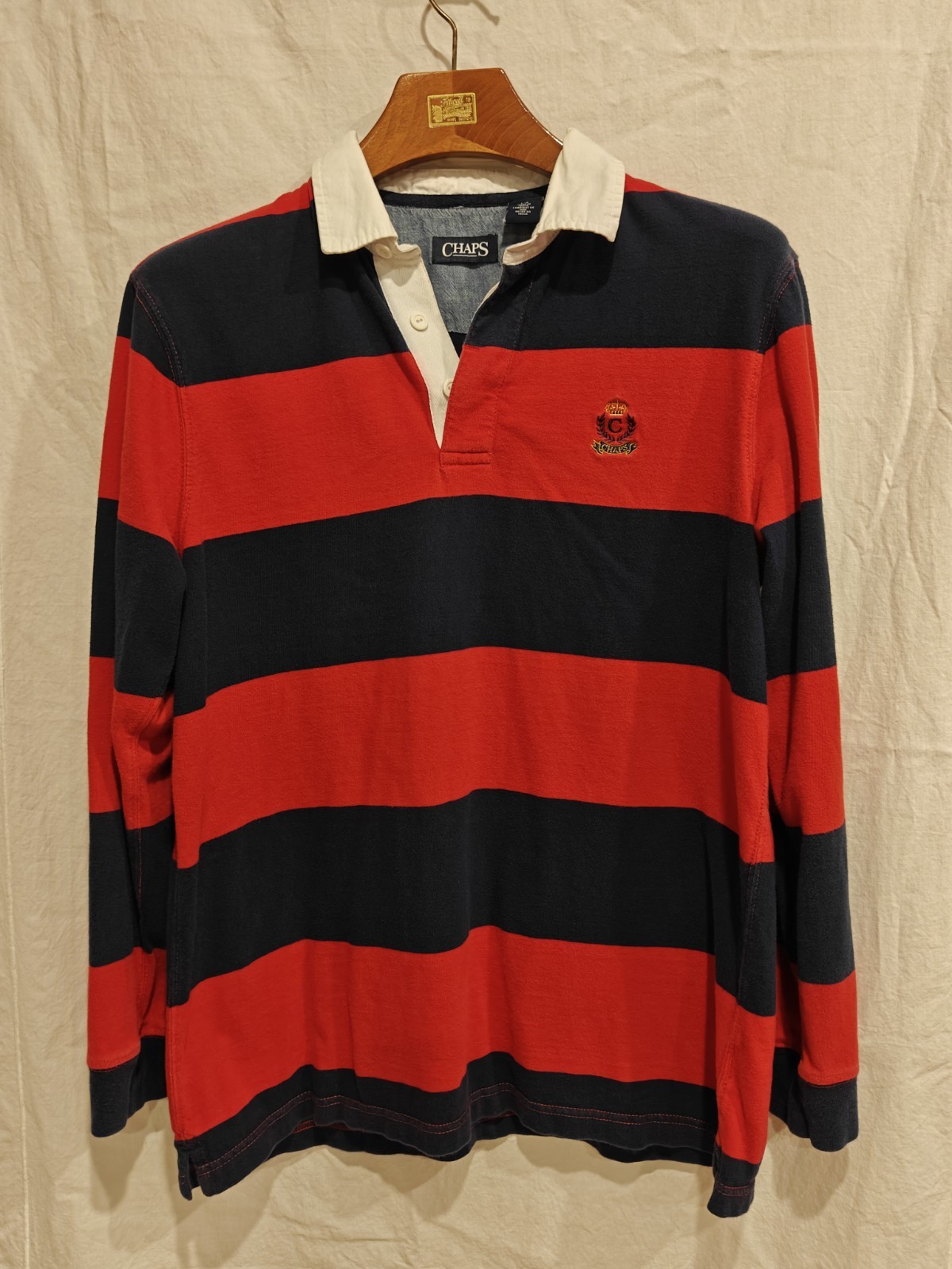 Vtg Chaps Navy And Red Classic Rugby Shirt Mens Large Colorblock 90s Y2k Preppy