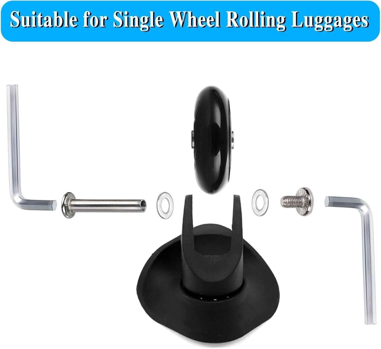 1 Set Black 80 x 24mm Luggage Wheels Replacement, Rubber Suitcase Wheels Repl
