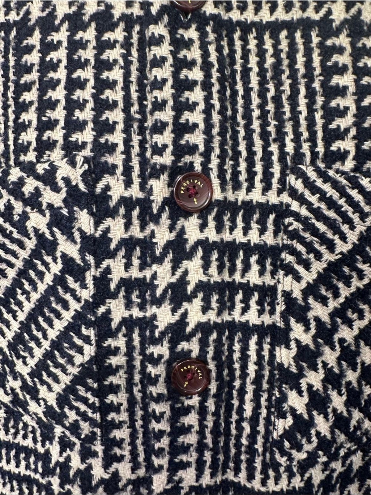 Percival Workshirt Navy Check Houndstooth Limited Edition Made in London XXL