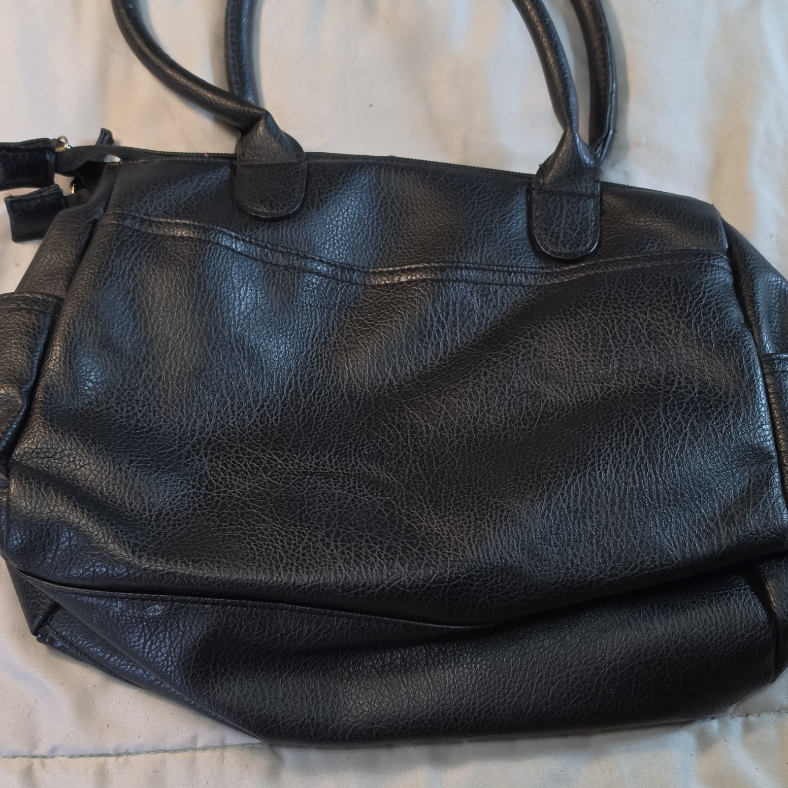 Black Crocodile Pattern Satchel Top Handle Bag, Double Handles, Zip, Gold