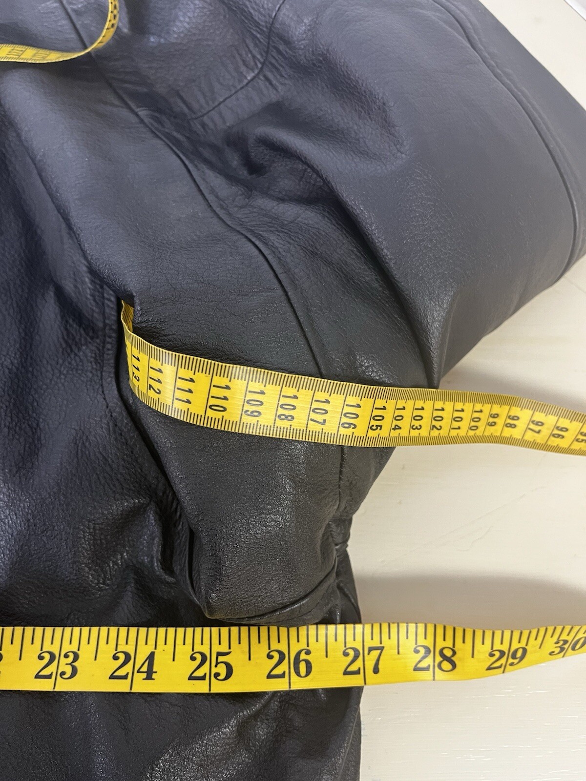 Trader Bay Men’s Black Leather Bomber Jacket YKK Zip Front Quilt Lining Size XL