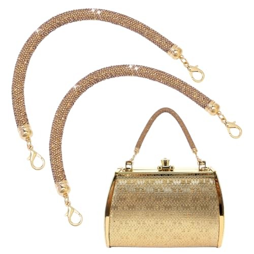 2pcs Rhinestone Purse Strap Replacement 11.8″ Short Crystal Bag Handle