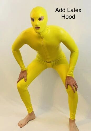Rubber Latex Catsuit Front Zip 0.4 mil 100% Latex Rubber Yellow