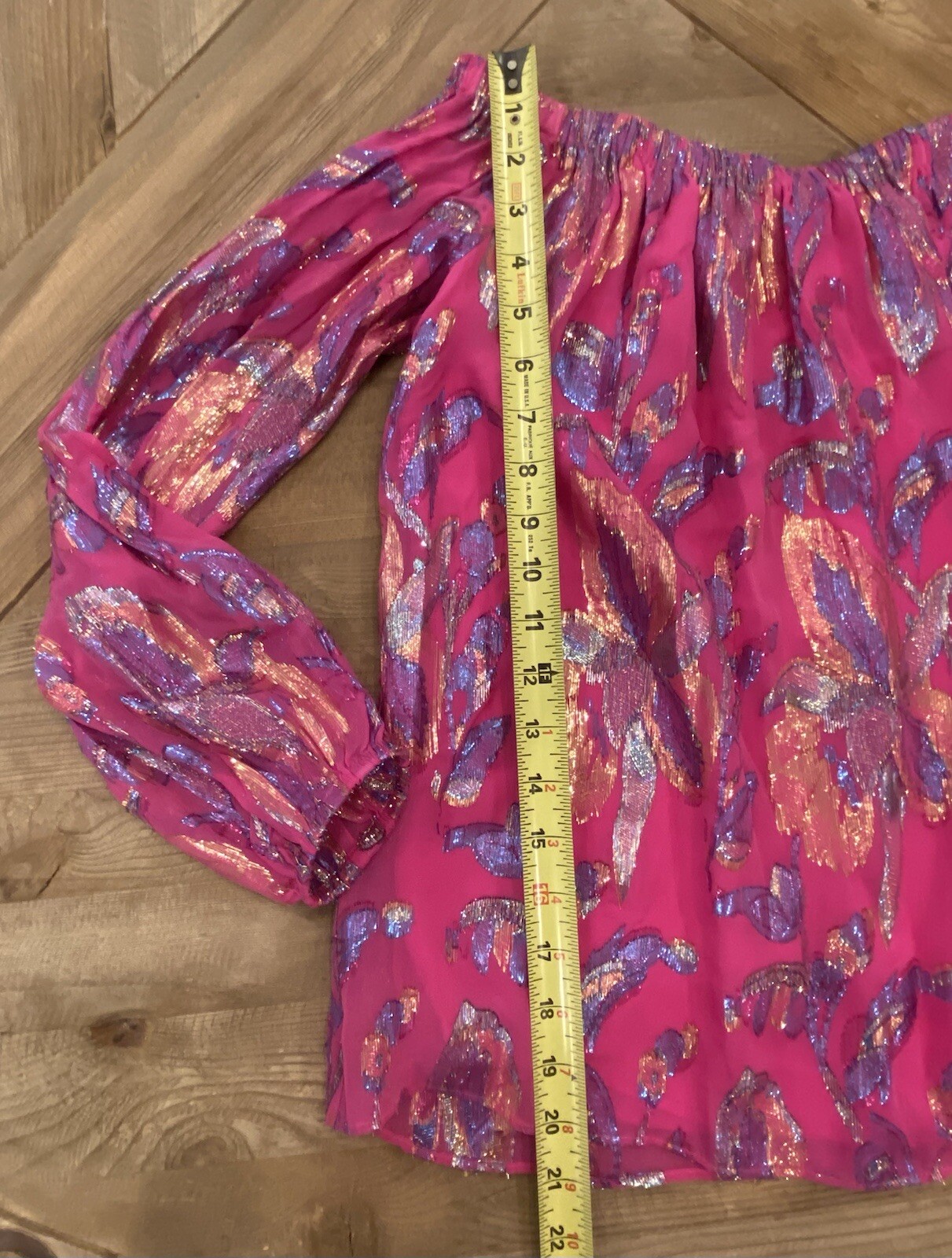 Lilly Pulitzer Emilee Off-the-Shoulder Acai Berry Rainbow Floral Silk Top $188
