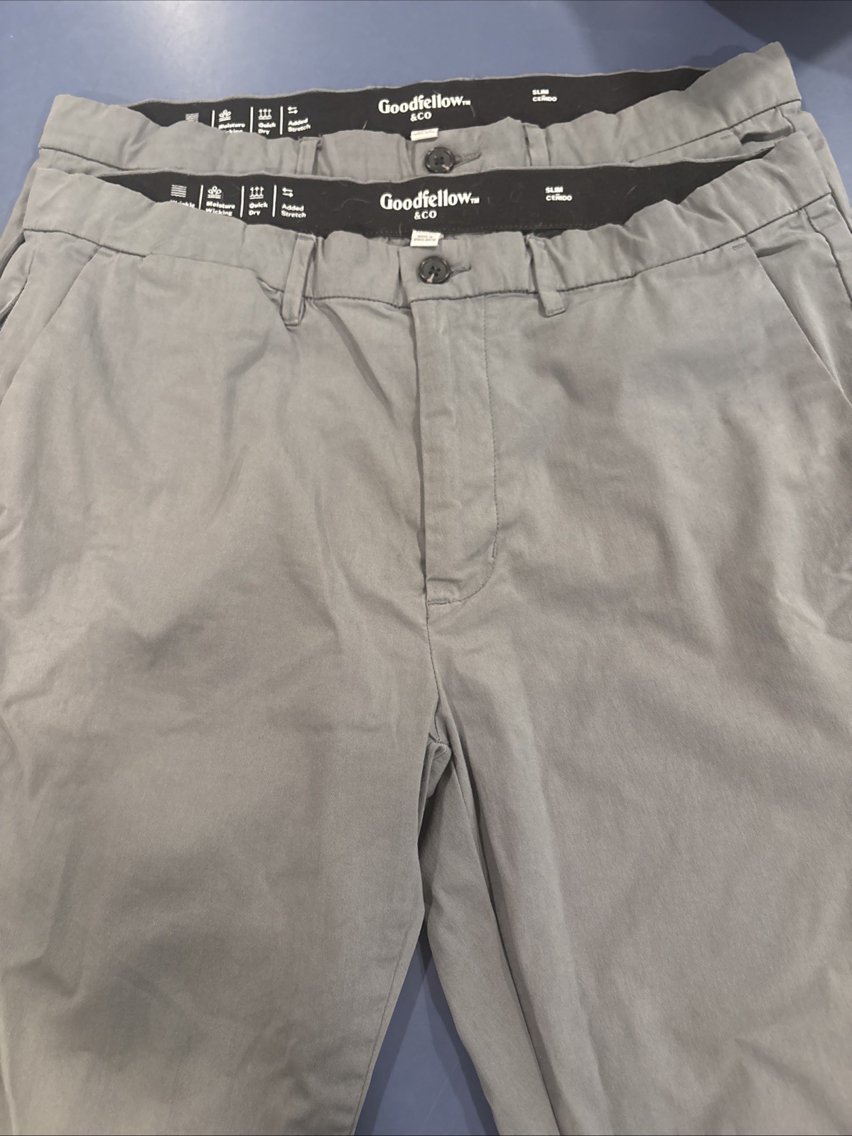 Goodfellow & Co. Men’s Gray Flat Front Casual Pants Button Zip 36 x 30 Solid