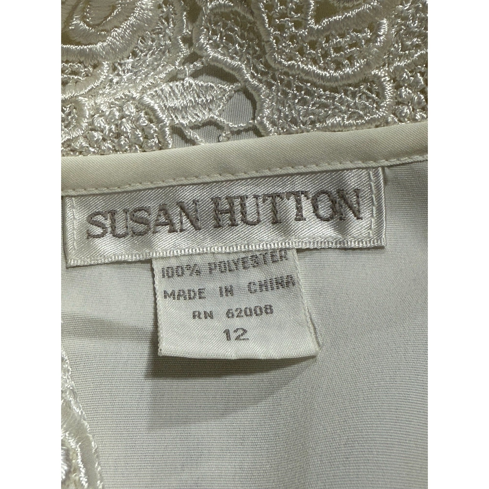 NWT VTG Susan Hutton Lace Blouse Button Up Womens Sz 12 White Secretary Academia