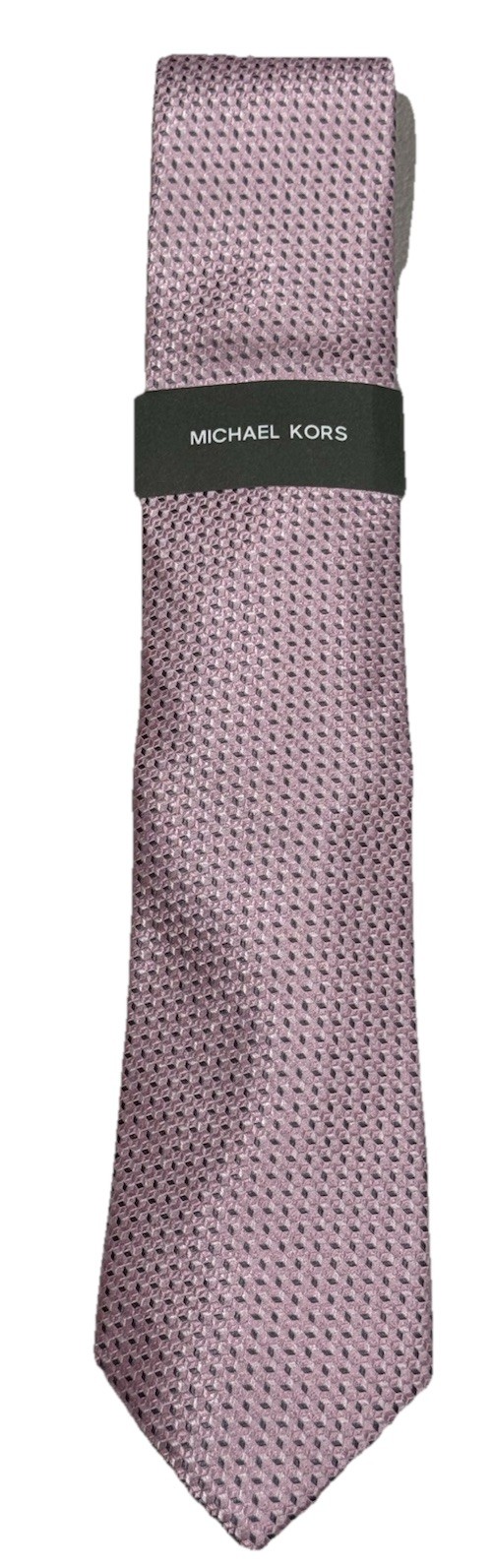 Michael Kors Men’s Classic Diamond Pattern Tie Pink Size width 3 1/8″ 100% Silk