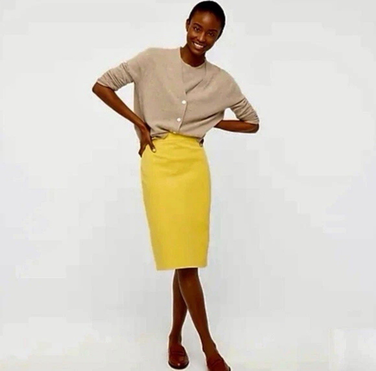 NWOT$98J.CREW No. 2 Pencil Skirt Bi-Stretch Cotton 4, Small, In marigold Yellow