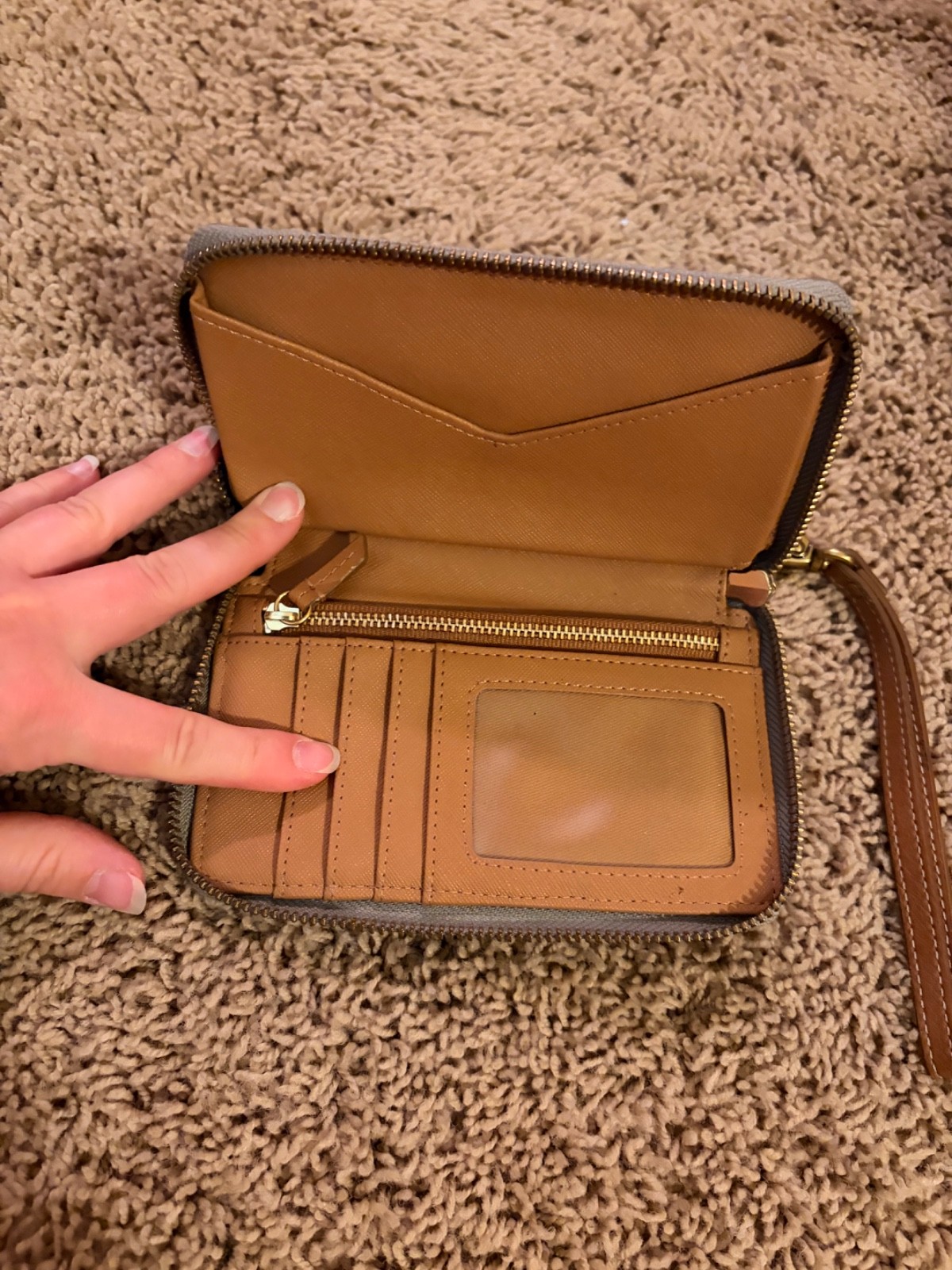 Fossil heart canvas clutch used