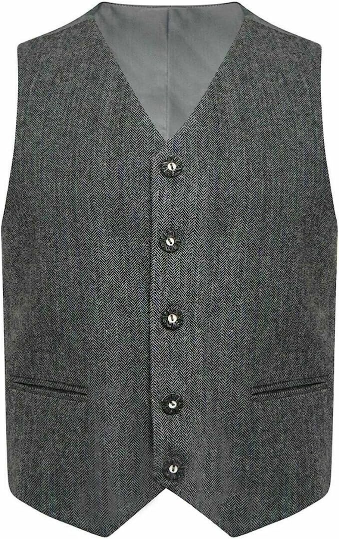 Grey Tweed Argyle Kilt Jacket With Vest Scottish Wedding Wool Argyll Jacket