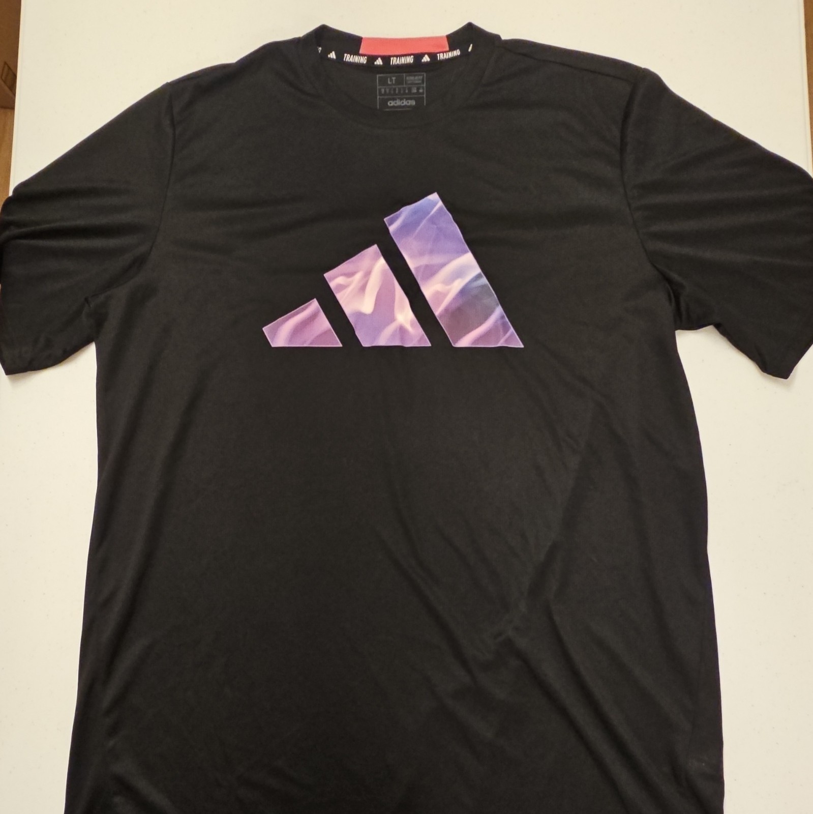 adidas Men’s LT Black Short Sleeve Crew Neck Logo Activewear Tee