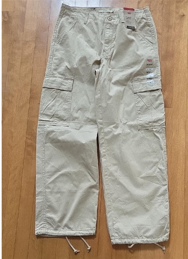 Womens Levi’s ’94 Baggy Cargos Mid Rise Pants Size 27×30 28×30 29×30 Beige NWT