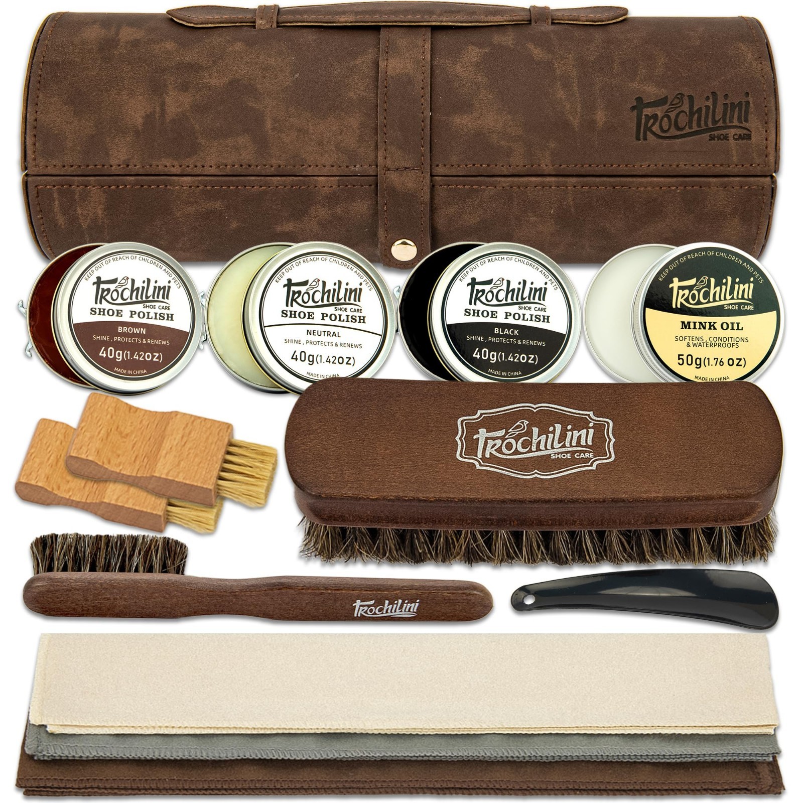 13PC Shoe Polish Kit – Leather Care Set with Mink Oil, Brushes & Cleaning Tools