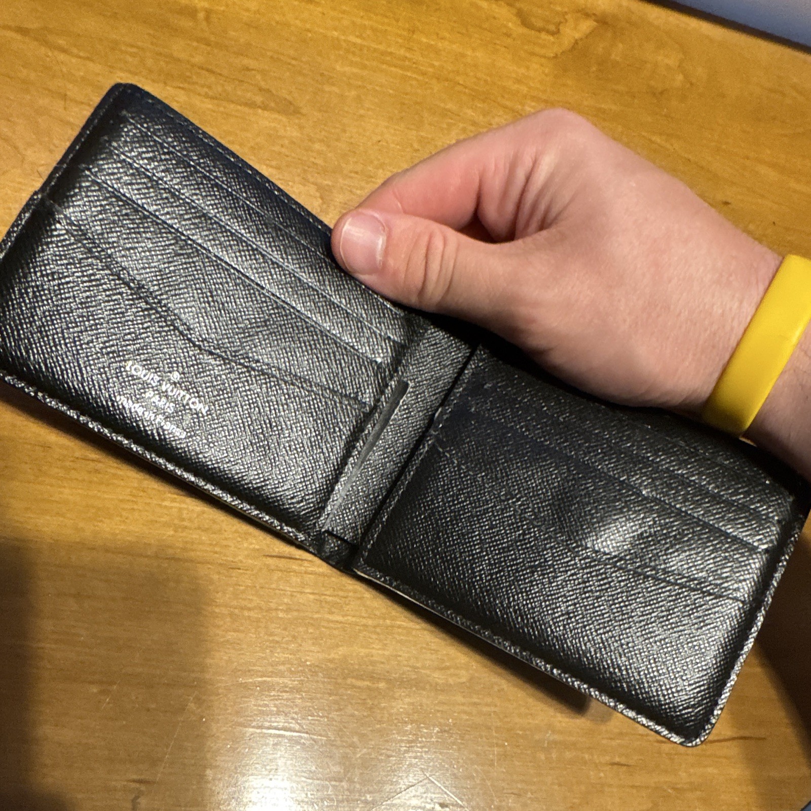 Louis Vuitton Damier Graphite Check Bifold Wallet Black Gray, Men’s Card