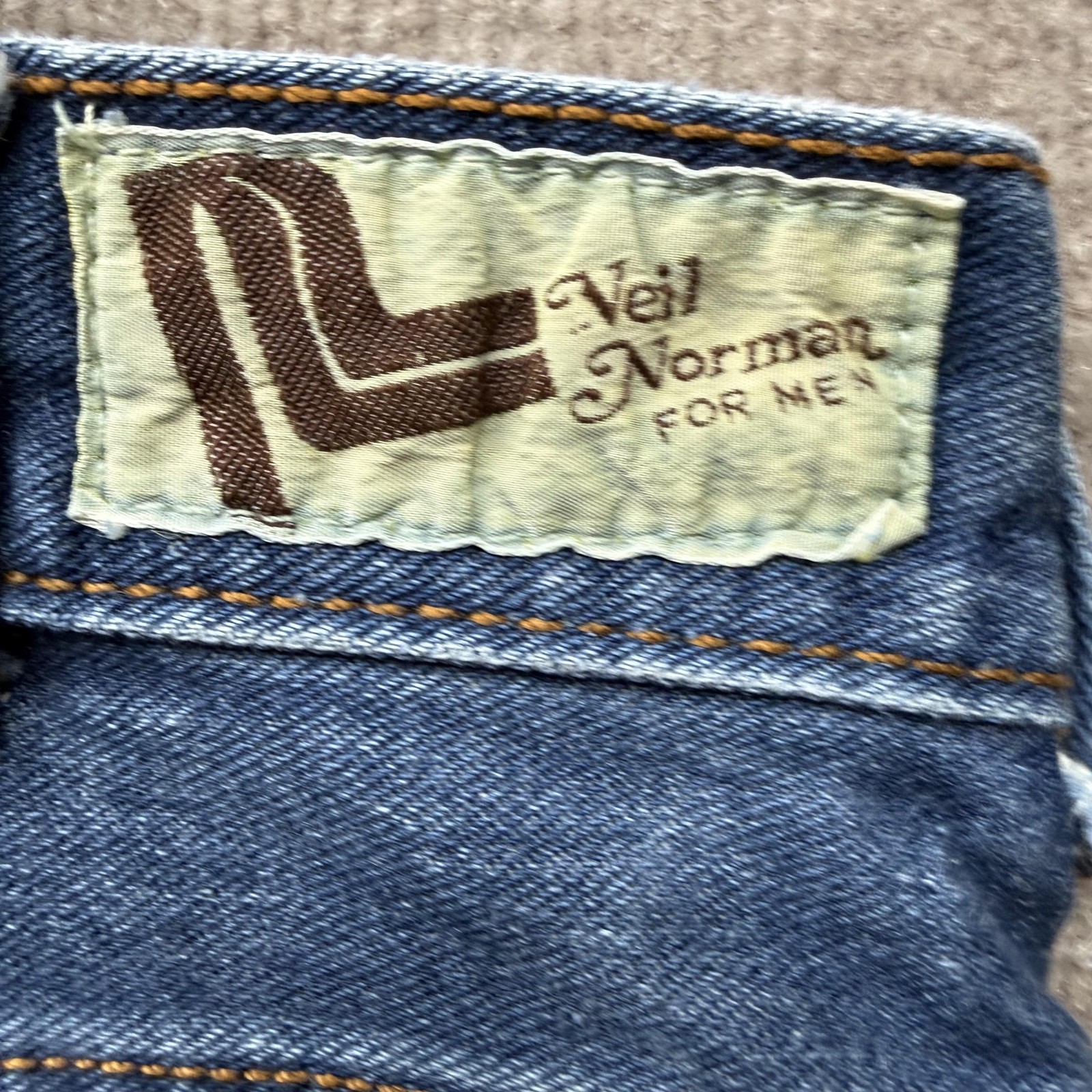 Neil Norman Vintage Jeans Mens 36×29 Wide Distressed Raw Hem Hong Kong 60s 70s