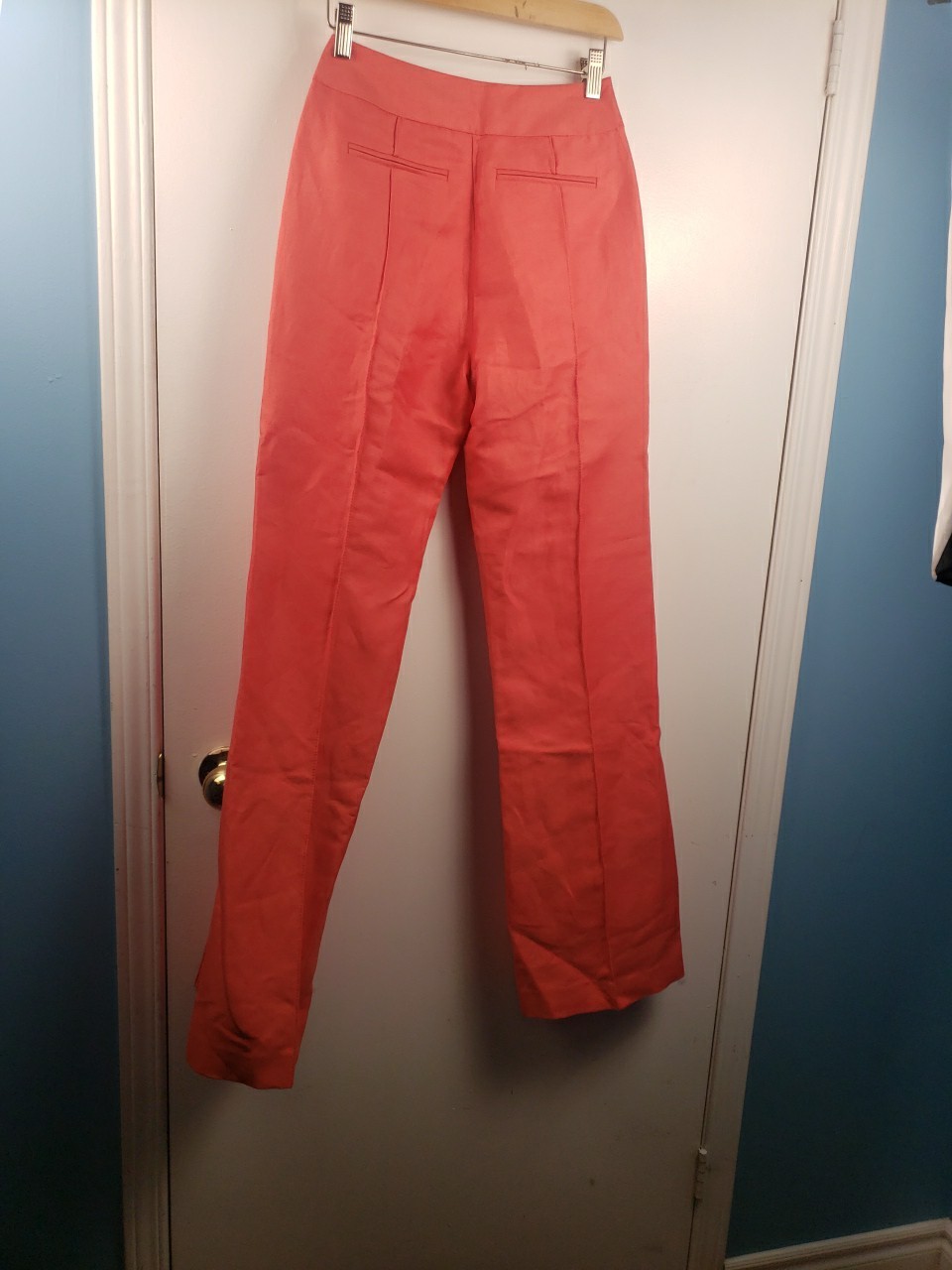 Smythe Seamed Blazer and Wide Leg Pant in Poppy Nwot Linen Blend Size US 2