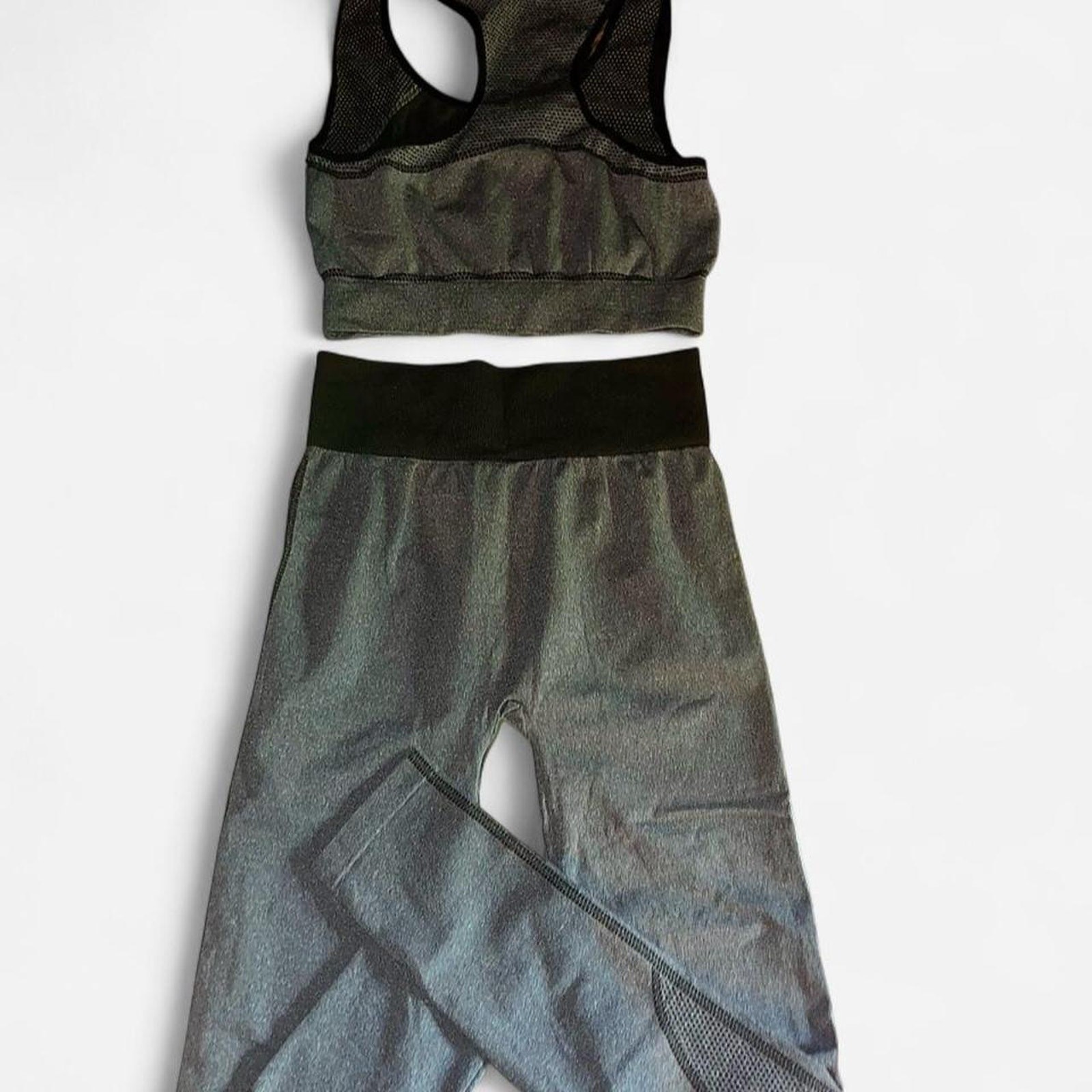 Blue Star Black Charcoal Leggings Sports Bra Set – Size L/XL