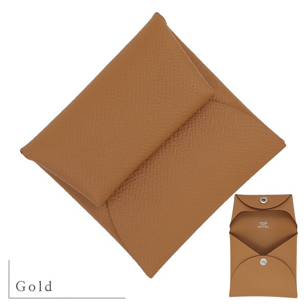 Hermes BASTIA Coin Case H041054CK37 Vache d’Epous Gold 8x8x0.8cm Box