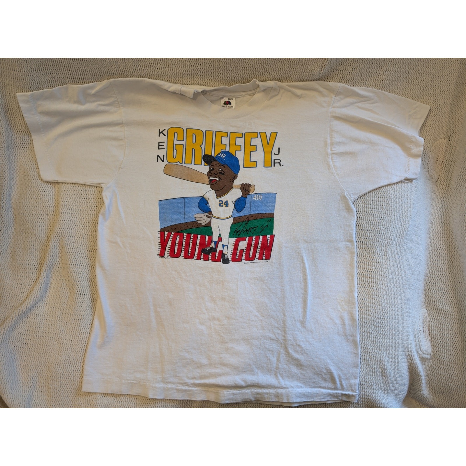 Vintage Ken Griffey Jr. Young Gun Baseball Cartoon 1989 T Shirt M/L
