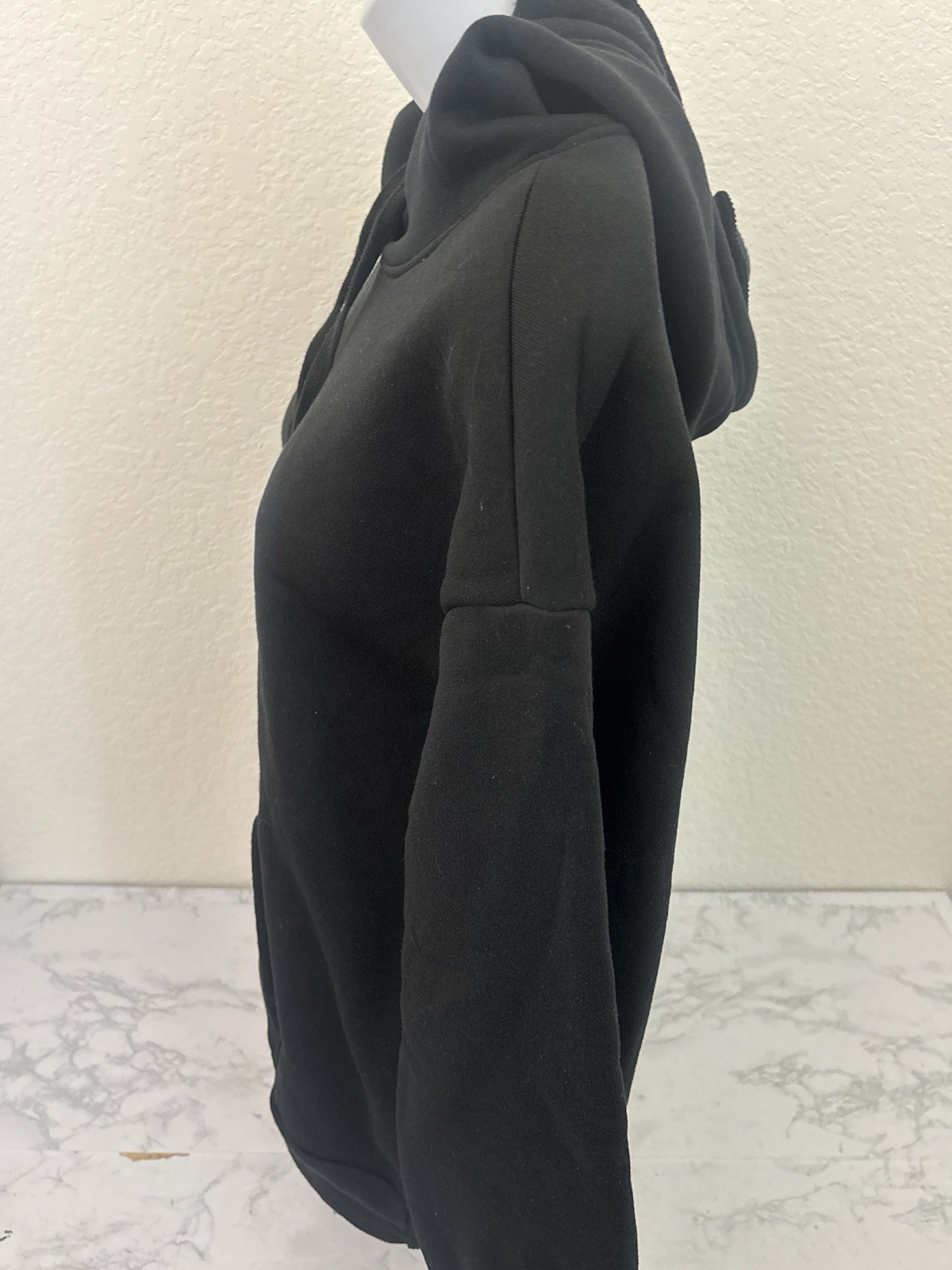 Shein Black Fleece Pullover Hoodie Kangaroo Pocket Drawstring Adult S Y2K