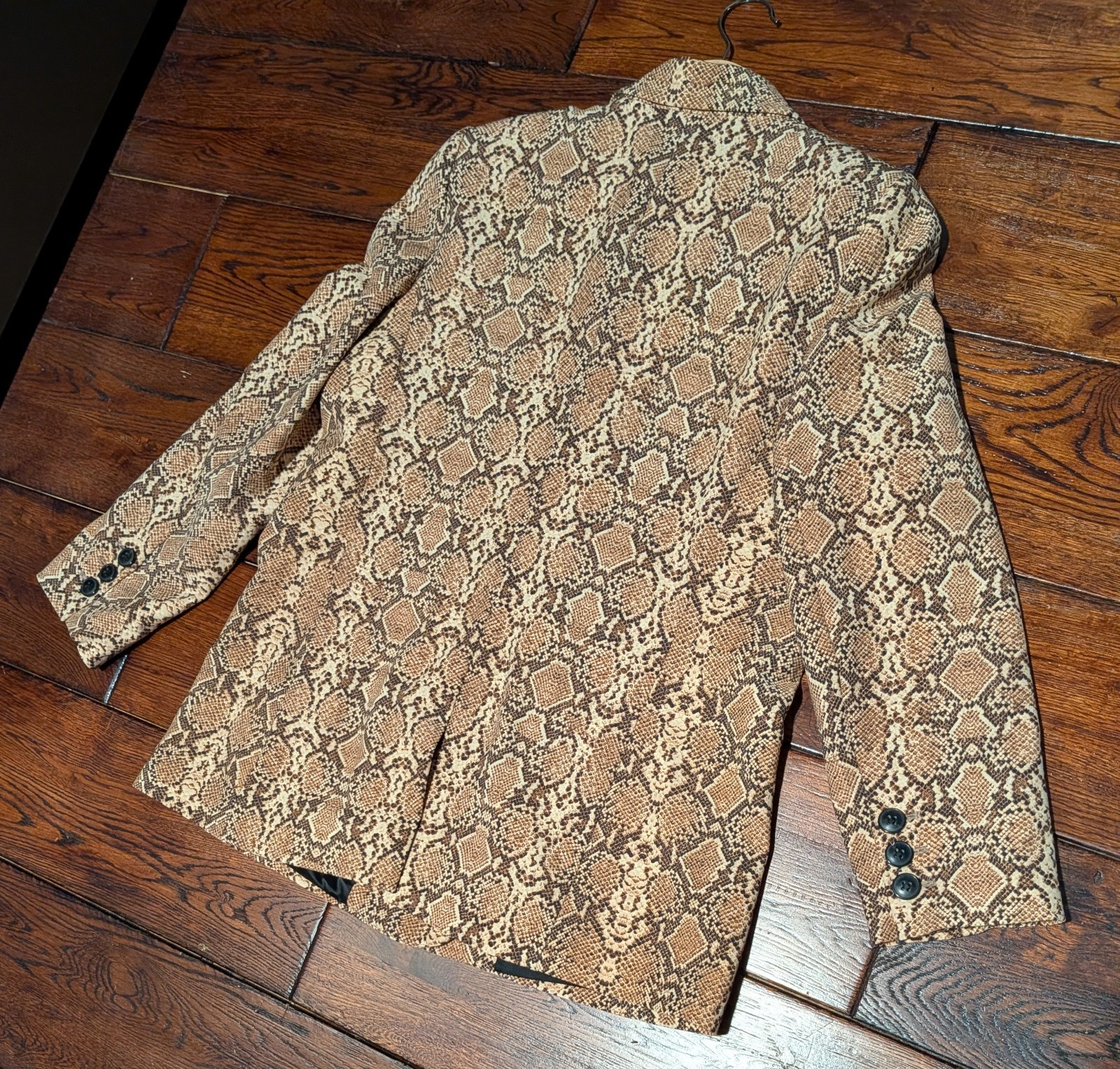Anine Bing Madeleine Python Print Oversized Double Breasted Blazer Size L – NWOT