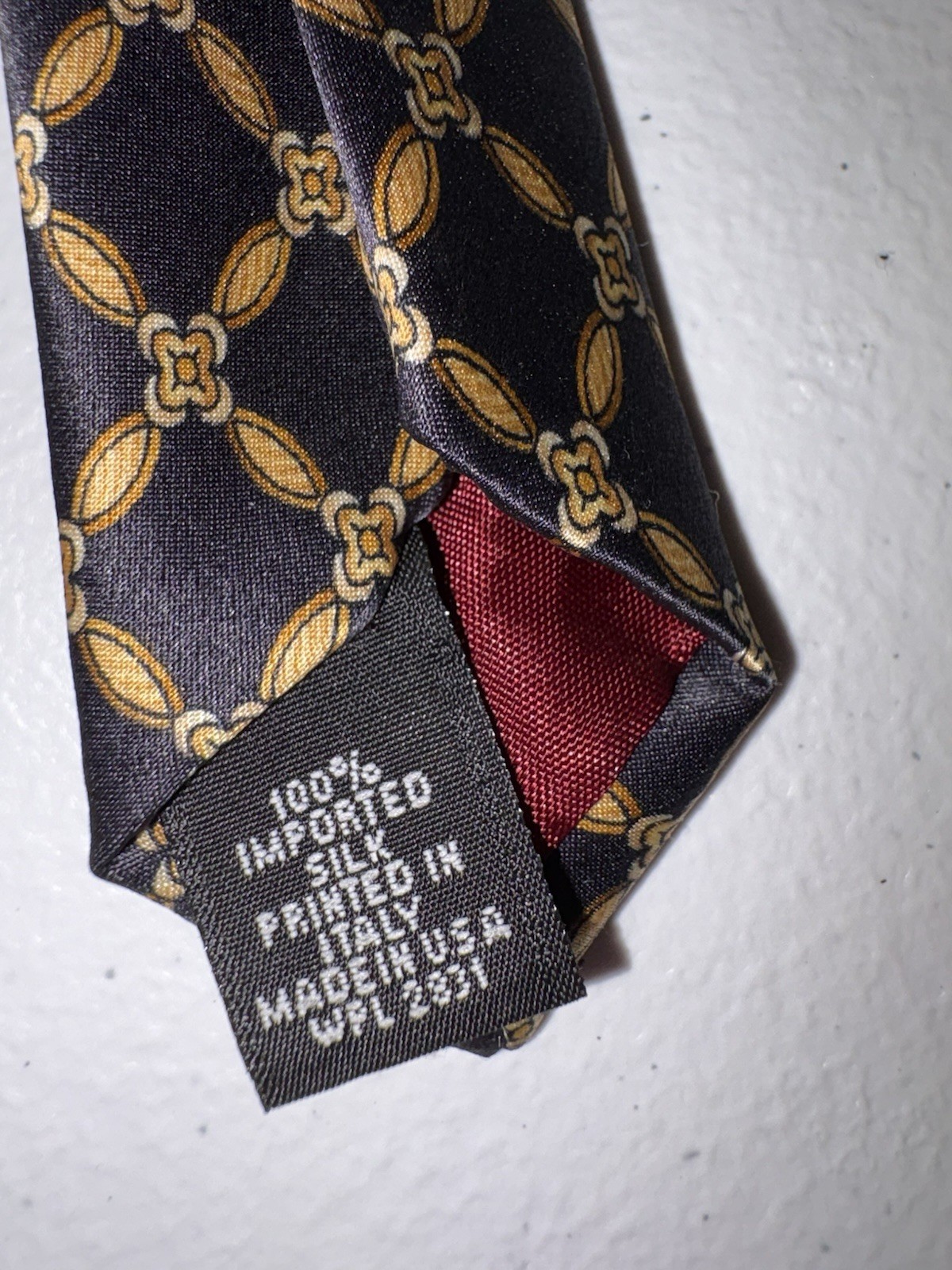 Villa Bugatti Silk Black Gold Geometric Designer Men’s Tie Classic 57-60″