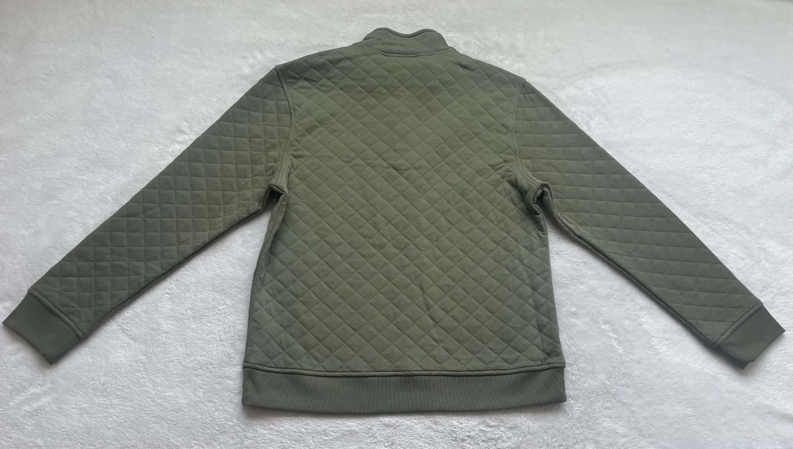 George Men’s Large Long Sleeve Quilted Snap Fleece Pullover Green Artichoke