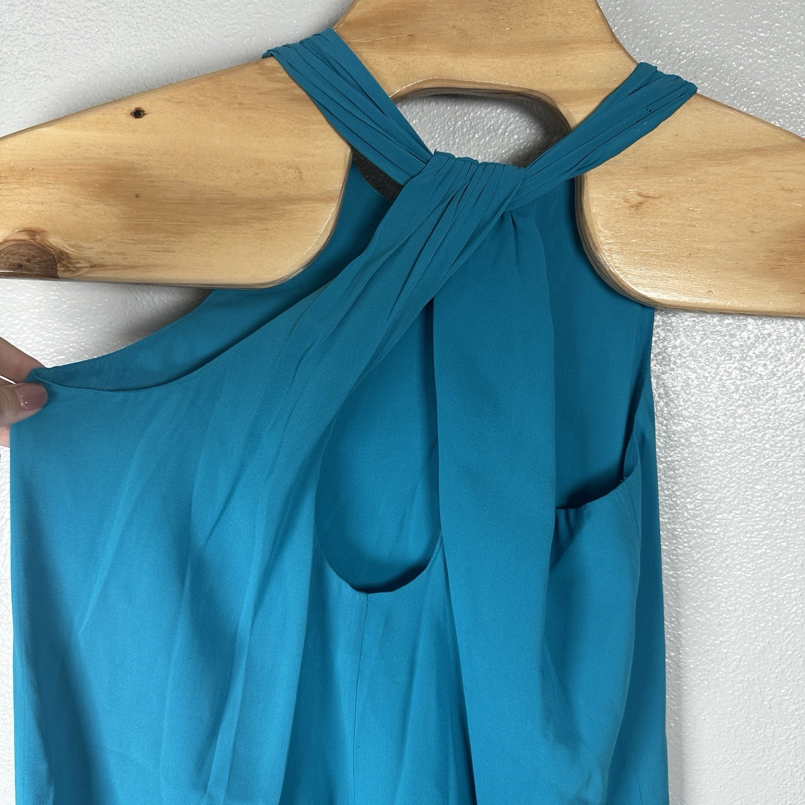 Alice + Olivia Silk Racerback Mini Dress Womens XS Aqua Blue Summer Resort Beach