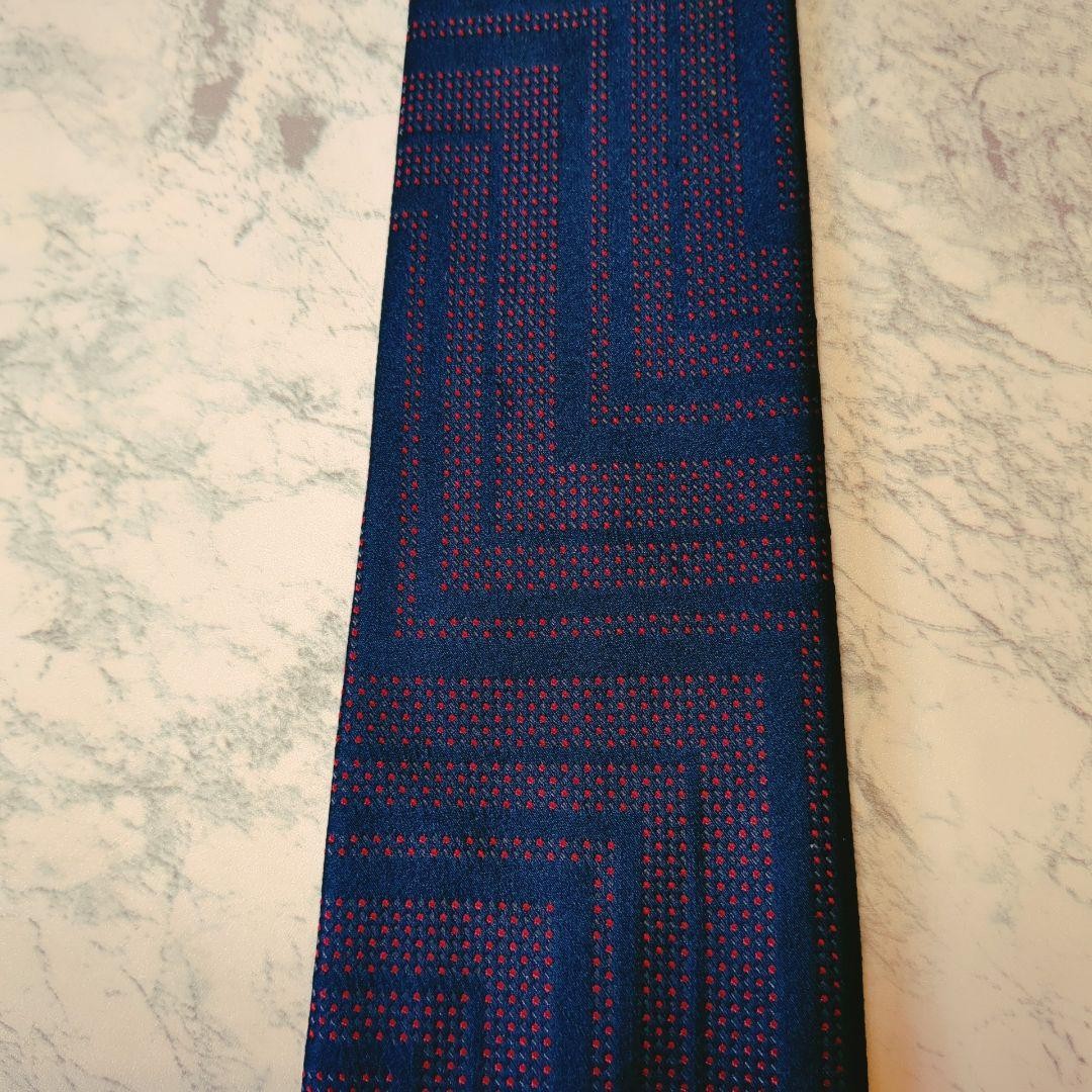 Balenciaga Tie Geometric Pattern Red Purple Designer Necktie Used
