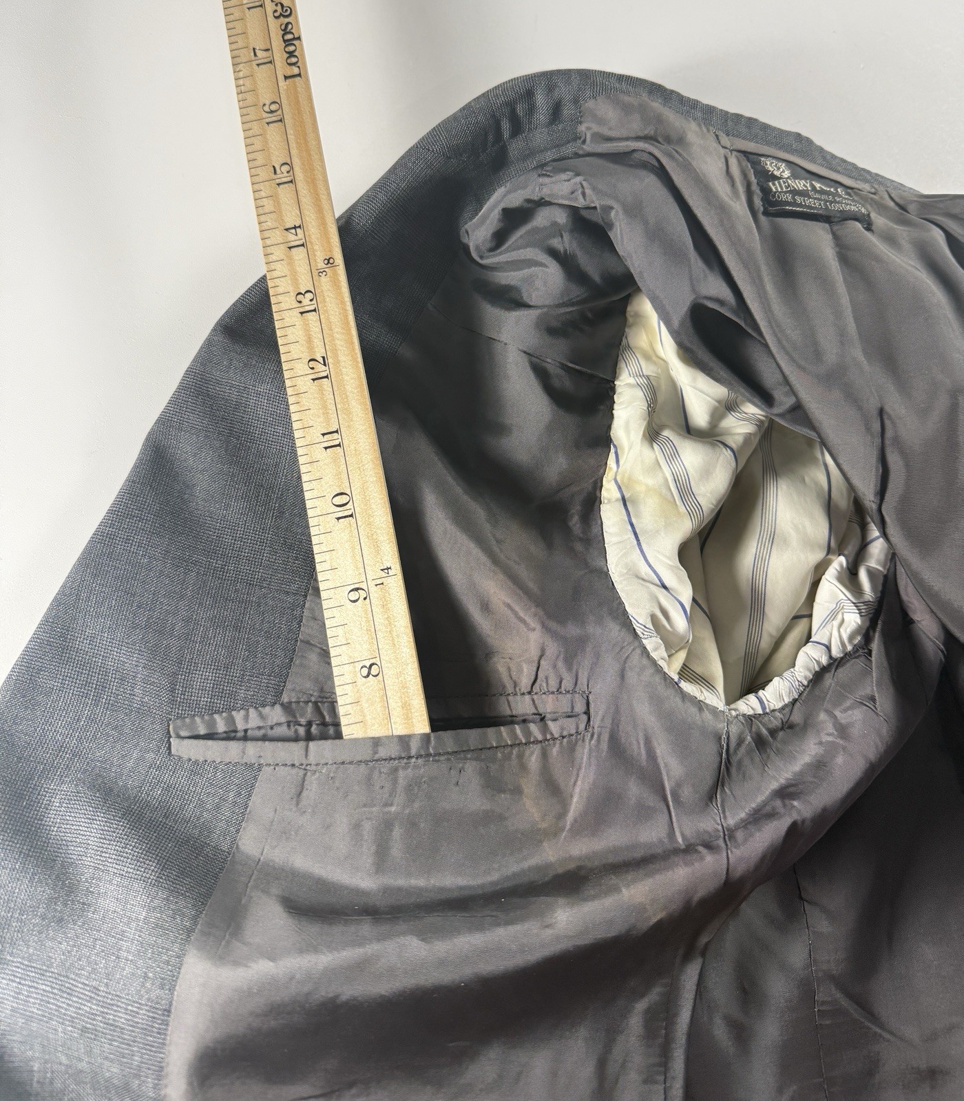 Henry Poole Bespoke Savile Row Gray Glen Check Blazer 40R Est Wool Vintage 1979
