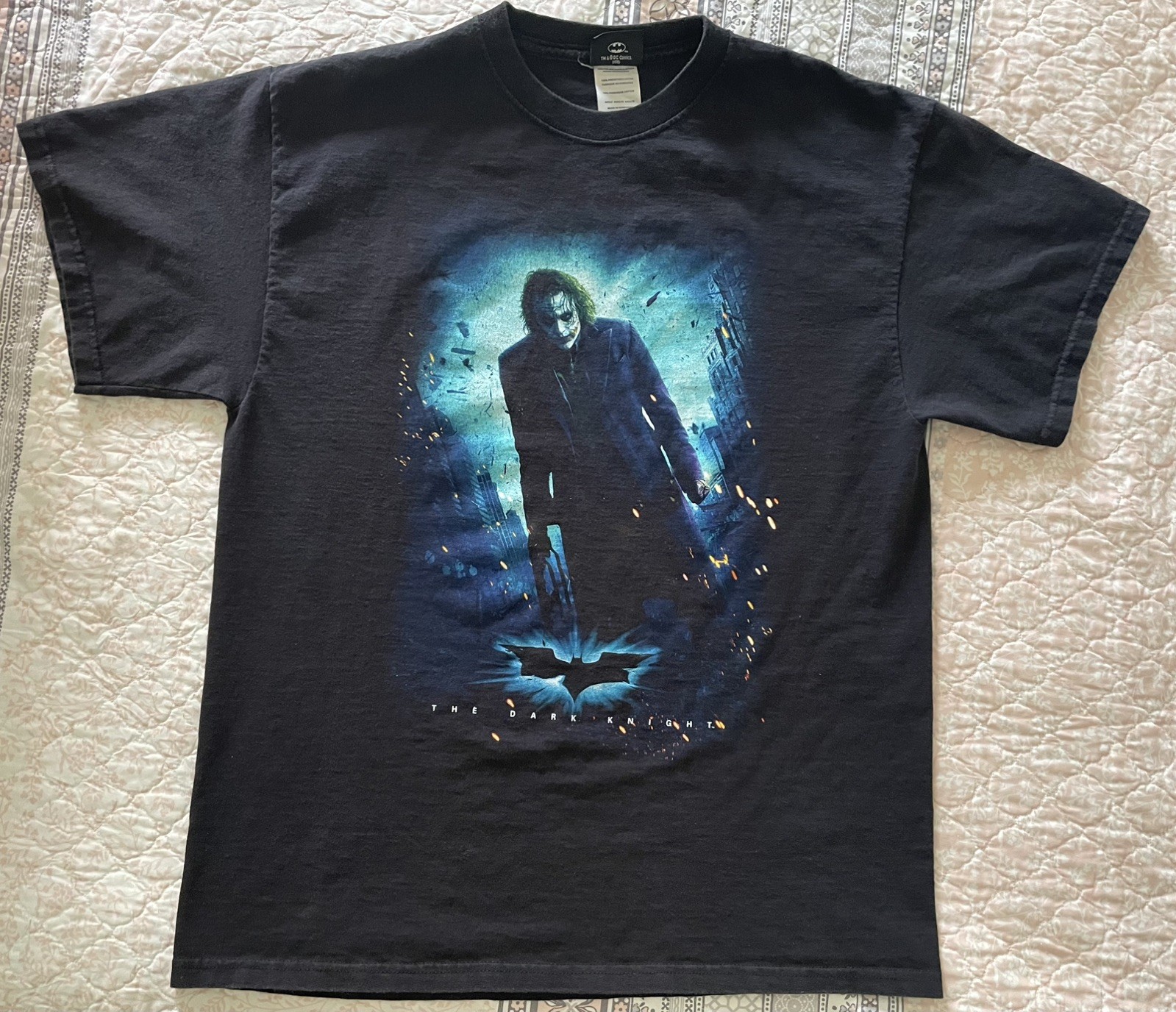 Original 2008 The Dark Knight The Joker Heath Ledger Film Promo Tee Size L