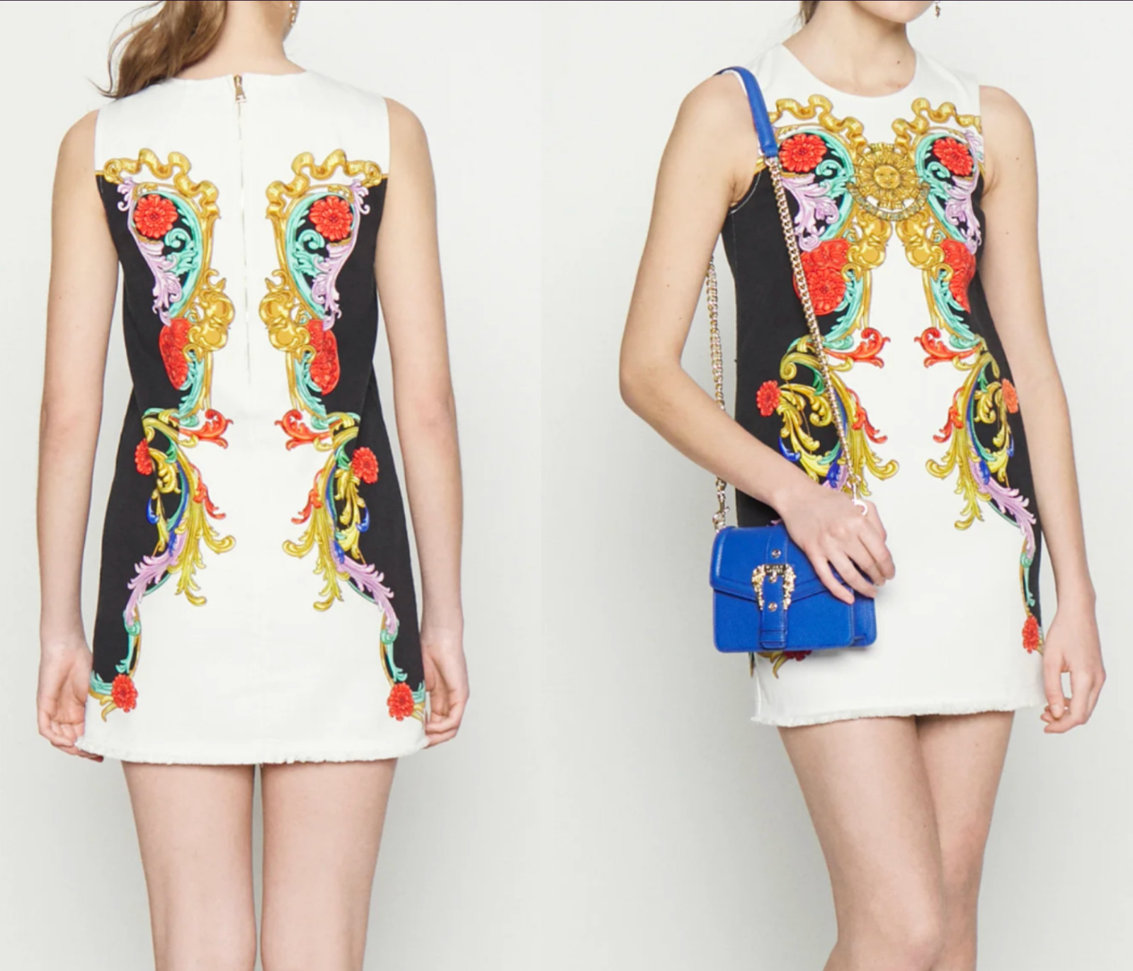 VERSACE JEANS COUTURE BULL PANEL SUN BAROQUE Denim Dress Denim Dress Mini Dress S