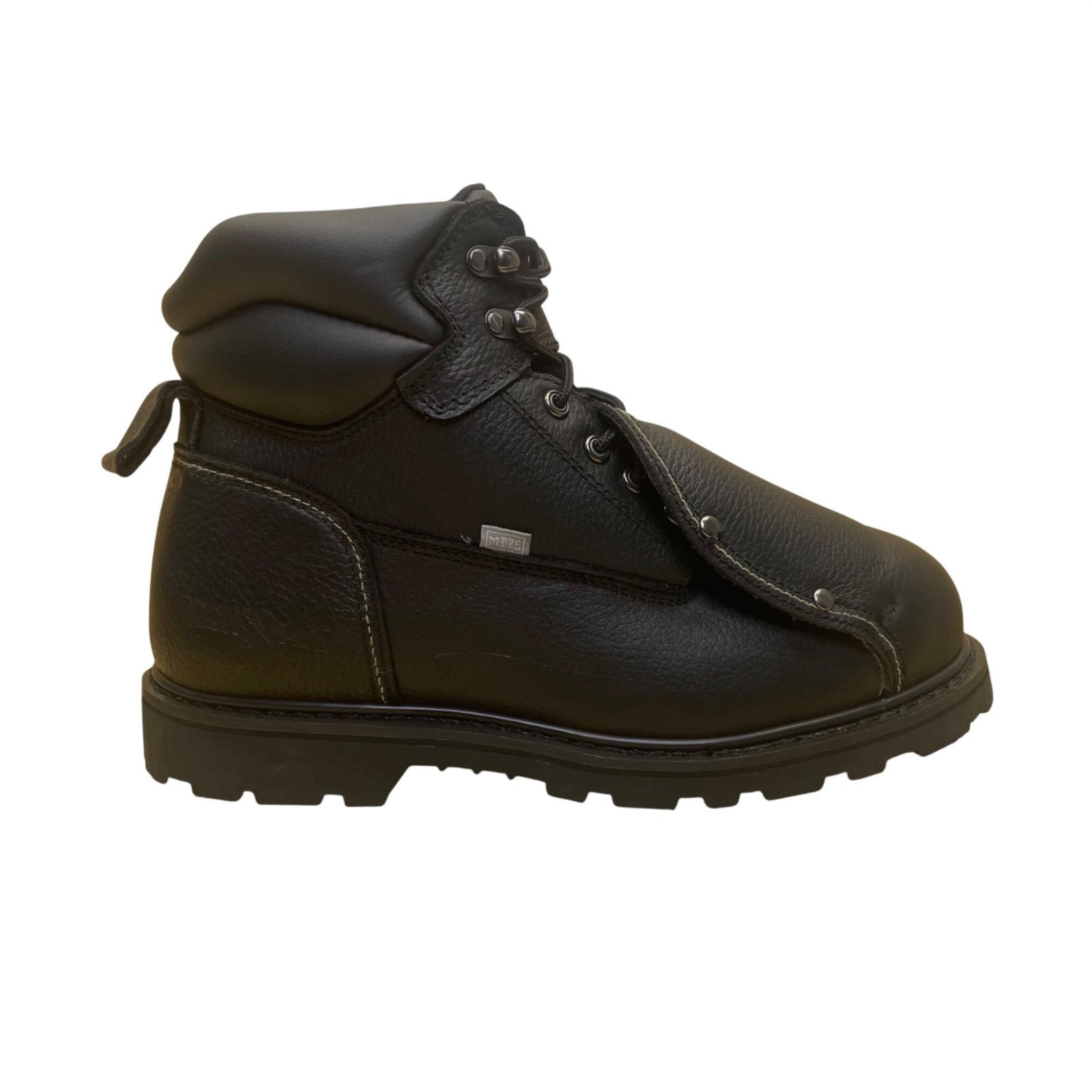 Iron Age Mens Black Leather Work Boots ASTM Steel Toe Slip-Resistant Size 13W