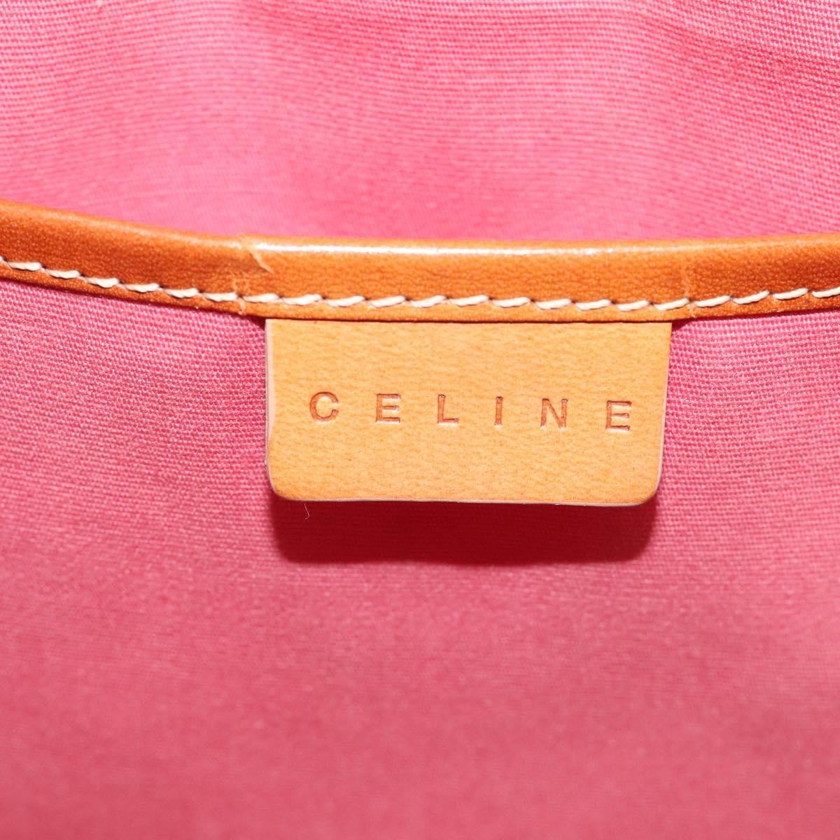 CELINE C Macadam Canvas Hand Bag Suede Pink Gold Auth BA1225