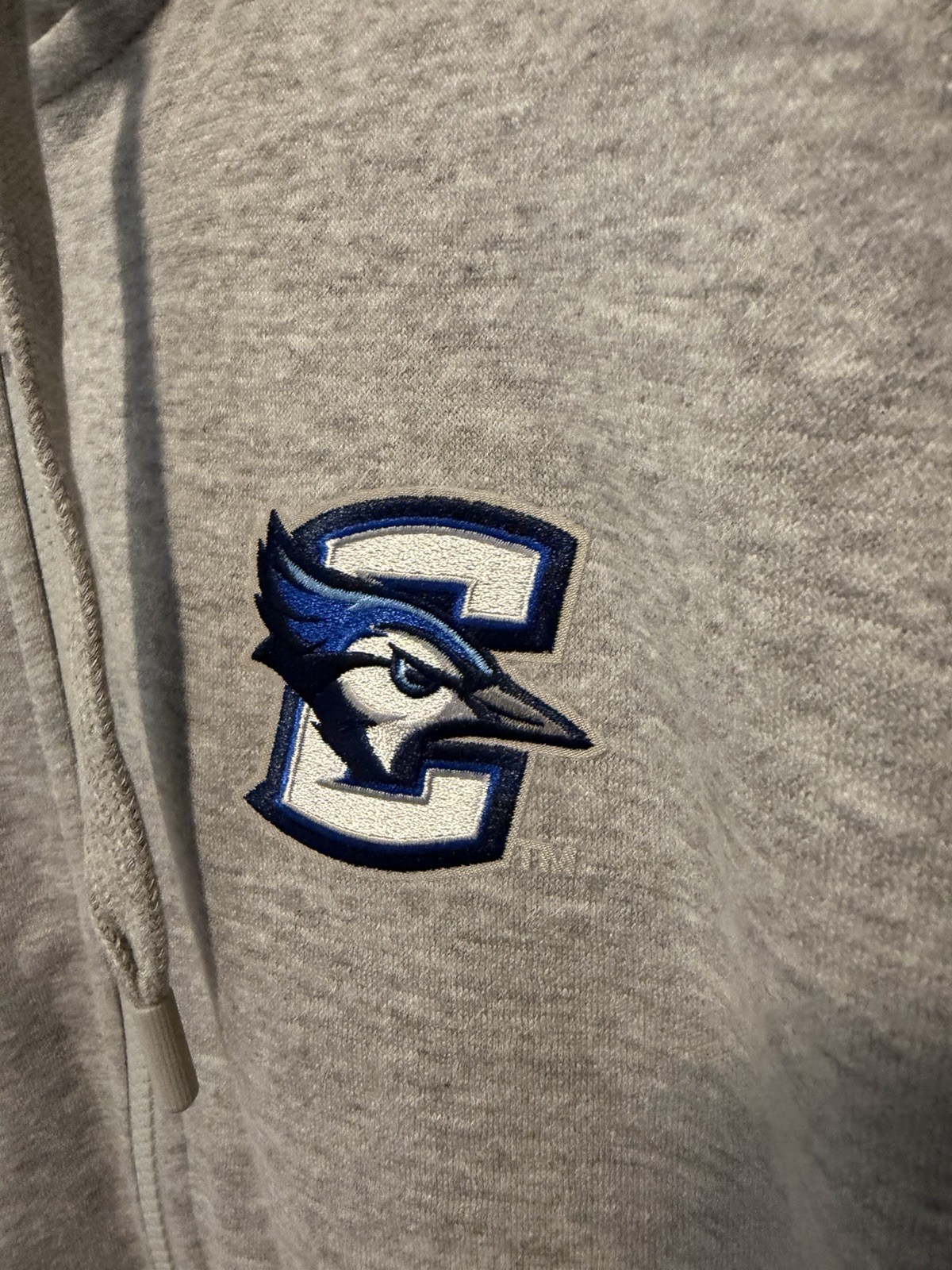 Antigua A-Line Creighton Bluejays Logo Gray Full Zip Fleece Hoodie Men’s L