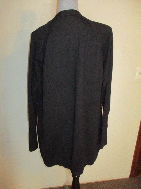 KaufmanFranco FAB! Woven Mixed Media Pocket Thumbholes Open Cardigan in Black L
